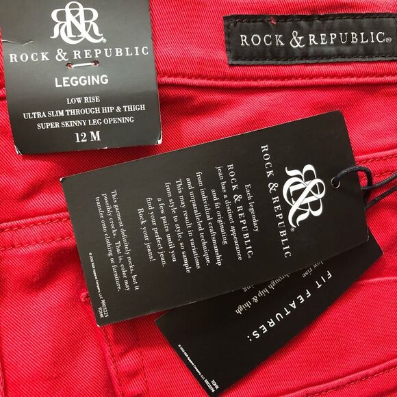 Rock & Republic Jeans 12M Denim Pants Bottom Zippered Pocket NWT - Picture 5 of 10